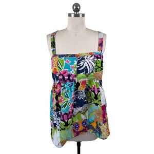 J.Crew Y2K Babydoll Smock Top Womens 12 Patchwork Floral Boho Cottage Artsy